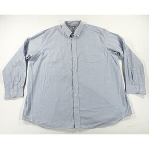 Duluth Trading Wrinkle Fighter Gingham Plaid Blue Button Down Shirt Men's 3XLT